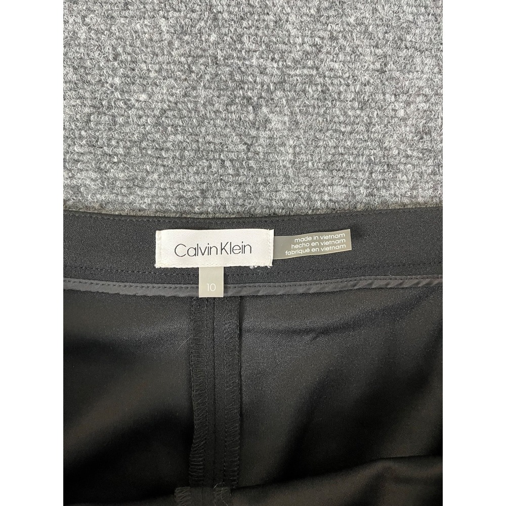NWT Calvin Klein Pants Women's Black Flare Leg Gold Tone Sailor Button Size 10 - Picture 2 of 13